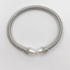 Sterling Silver + Pearls + Diamonds Bracelet